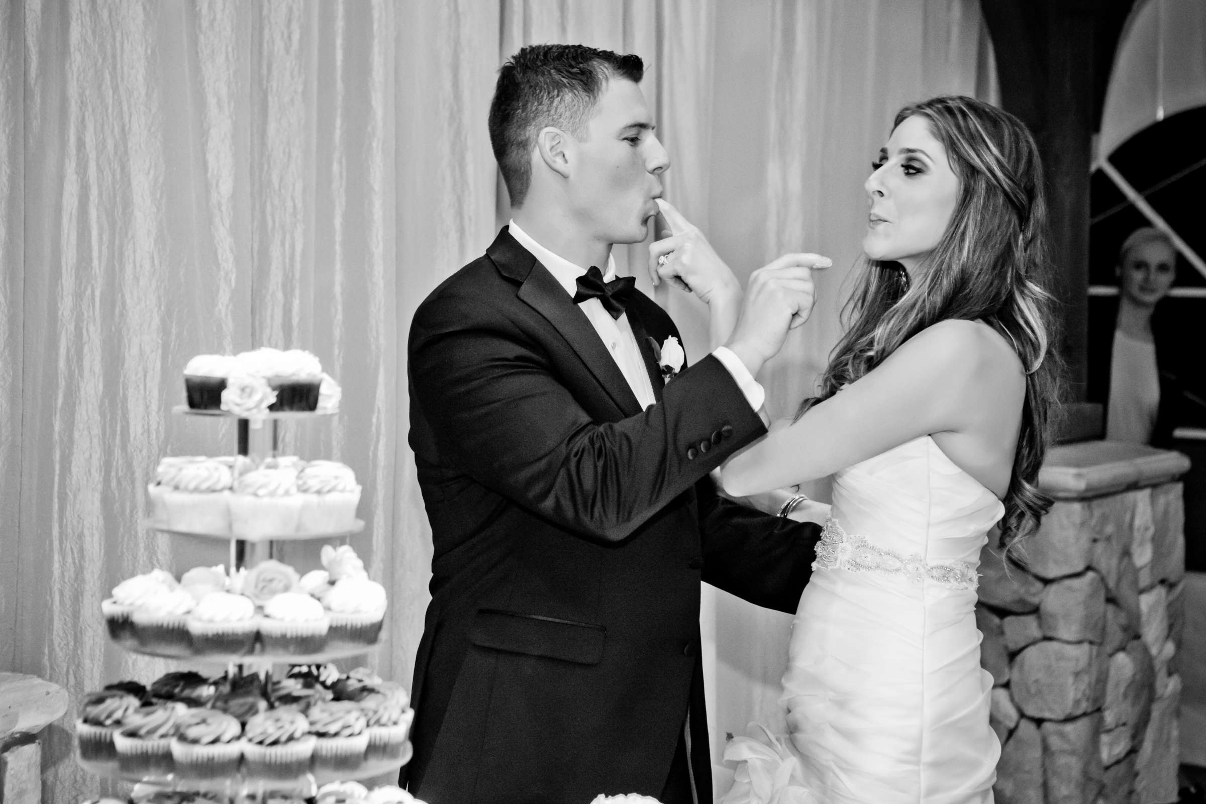 Cake Cutting, Black and White photo at Grand Tradition Estate Wedding coordinated by Grand Tradition Estate, Sarah and Bradley Wedding Photo #54 by True Photography