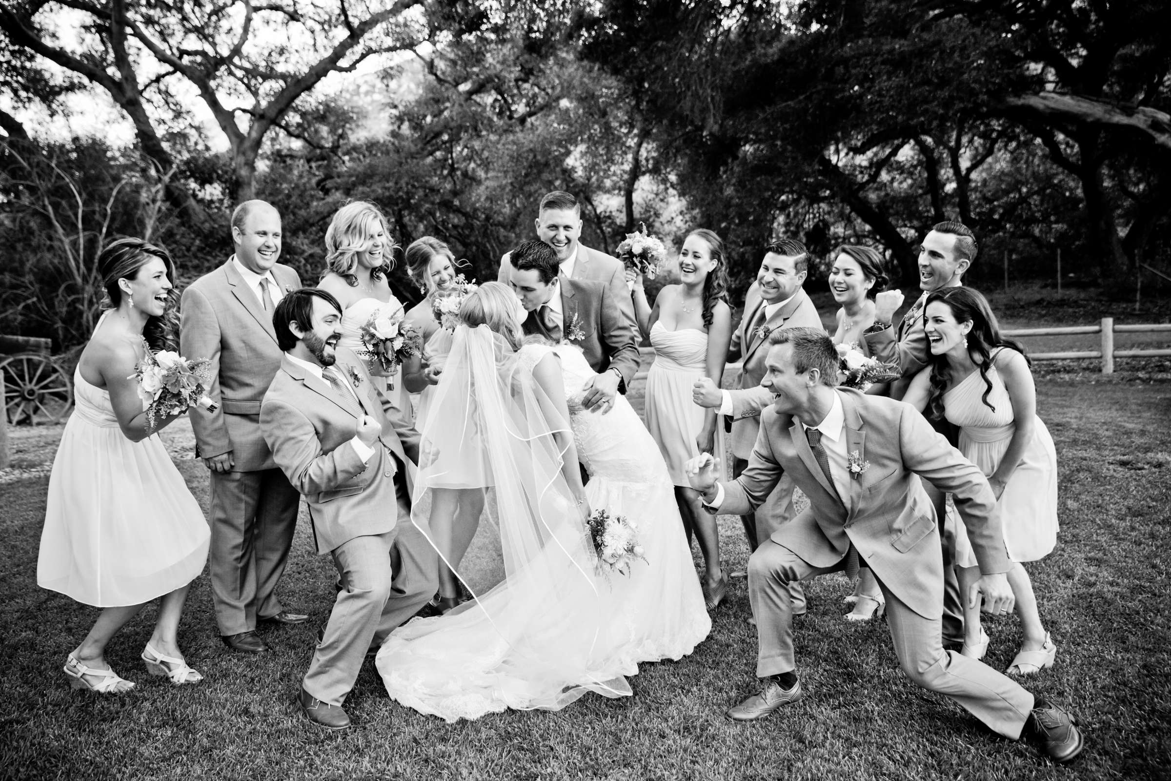 Bridal Party, Black and White photo at Temecula Creek Inn Wedding coordinated by Emily Smiley, Katie and John Wedding Photo #12 by True Photography
