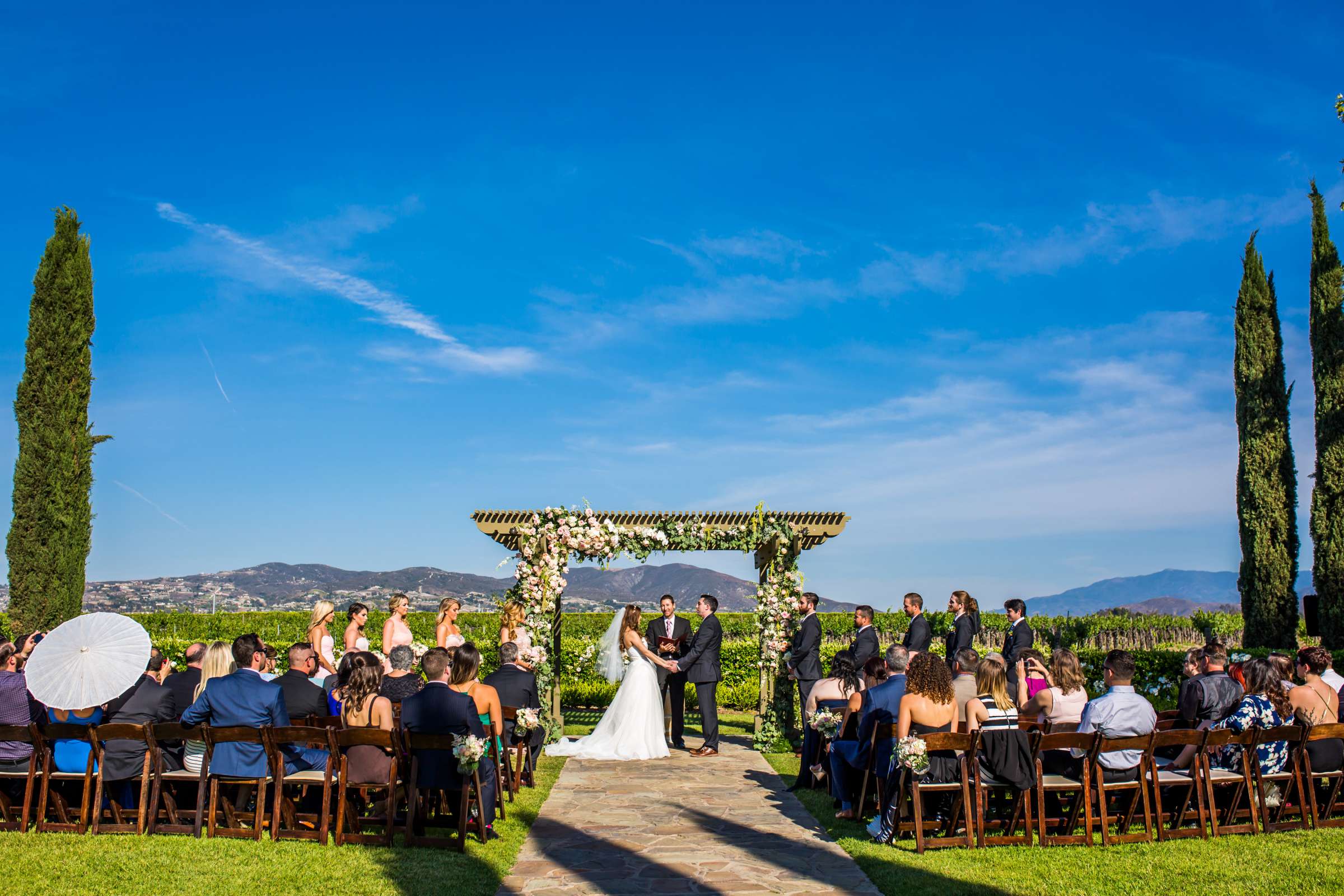 Ponte Estate Winery Wedding coordinated by Seven Stems Floral Design & Events, Jennifer and Justin Wedding Photo #70 by True Photography