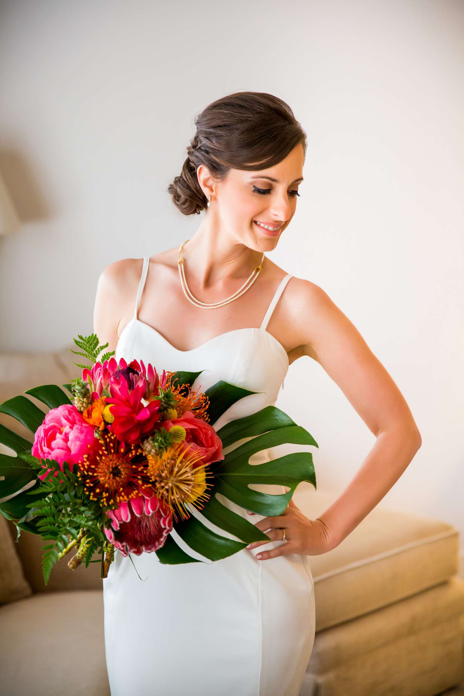 Tropical, Bouquet, Bride at The Inn at Rancho Santa Fe Wedding coordinated by Lauren Balben, Lucia and Rob Wedding Photo #233502 by True Photography