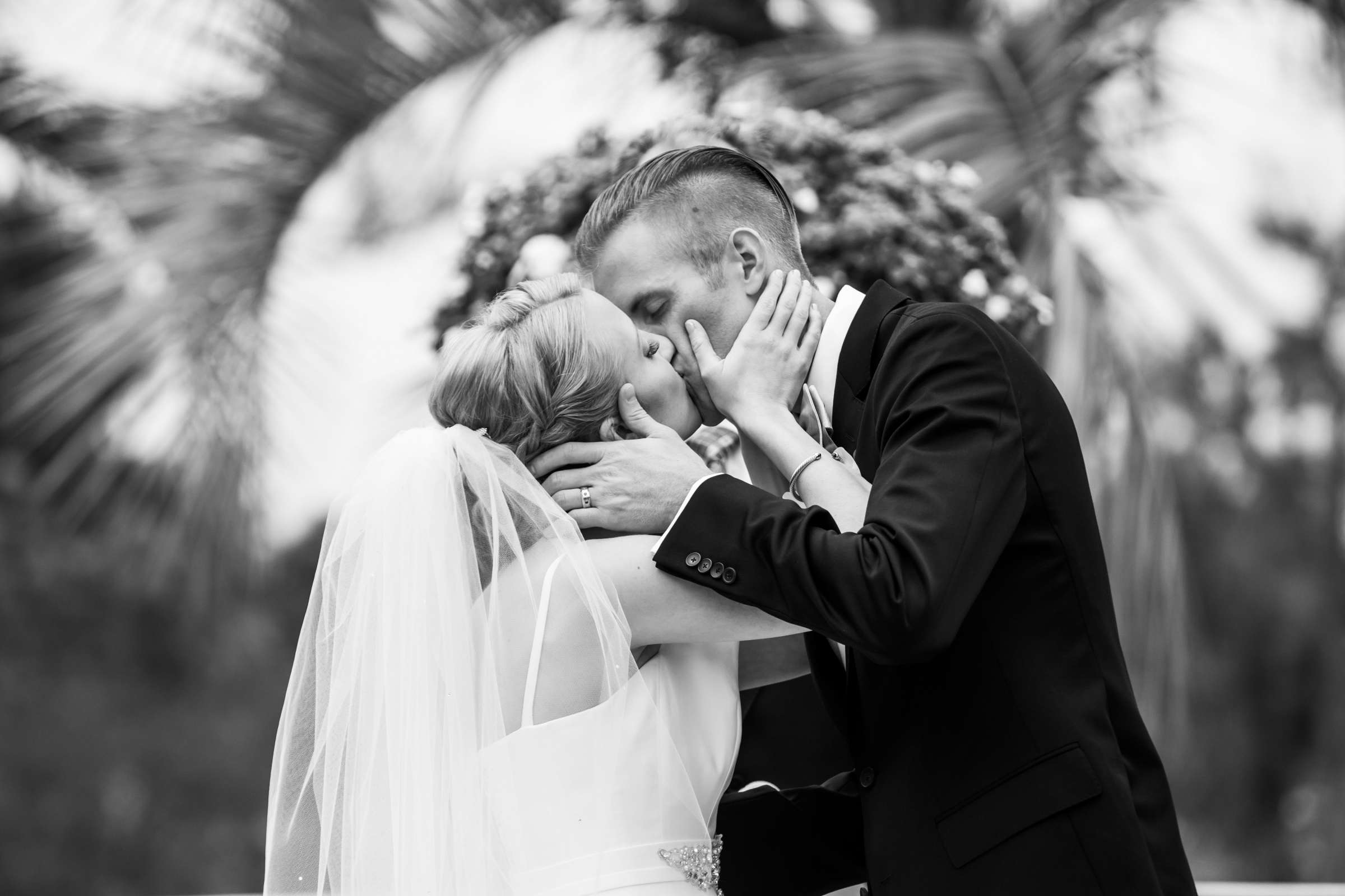 Classical moment, Ceremony, Emotional moment, Black and White photo at Hilton La Jolla Torrey Pines Wedding, Aubrey and Michael Wedding Photo #78 by True Photography