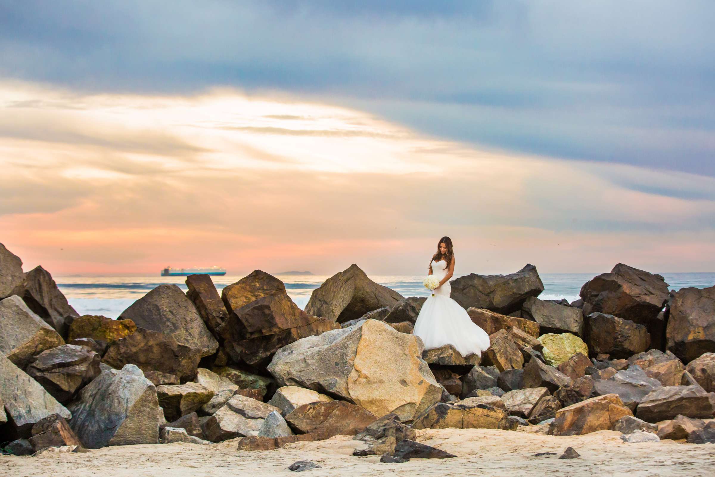 Bride, Beach at Star of the Sea Event Center Wedding, Karla and Jaime Wedding Photo #16 by True Photography