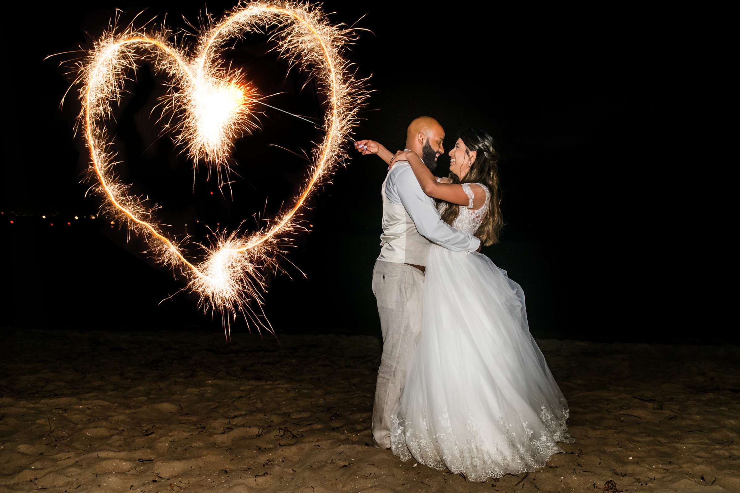 Sparklers at San Diego Mission Bay Resort Wedding coordinated by Elements of Style, Ana and Bobby Wedding Photo #68 by True Photography